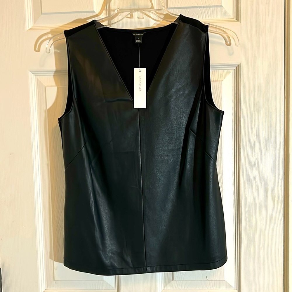 NWT Ann Taylor leather look vest